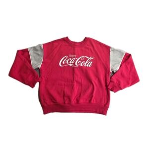 Coca Cola Sweat Shirt Red Large Unisex Crewneck Retro 80's Style